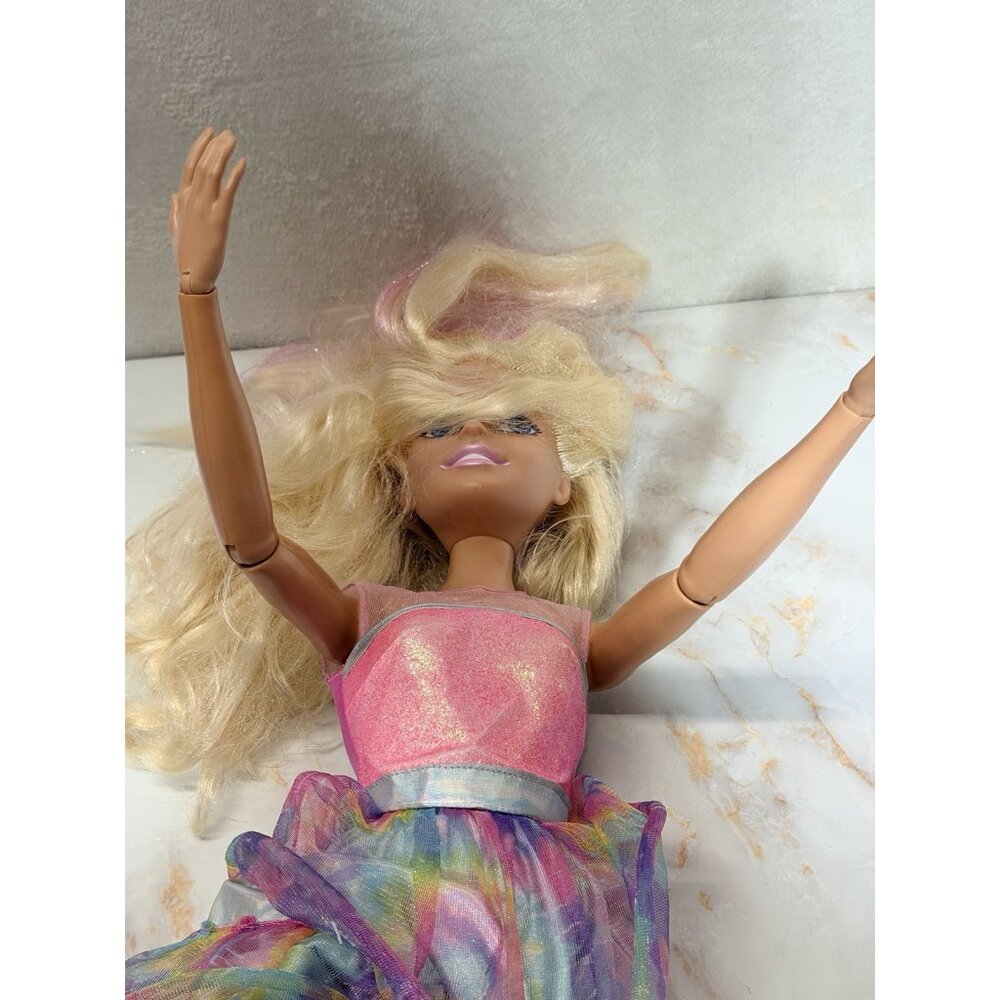 Just Play Barbie Doll My Size 27” Articulated Arms Multicolor Hair Tie Dye Dress - Picture 14 of 16